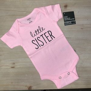 “Little Sister” pink onesie size 0-3 months